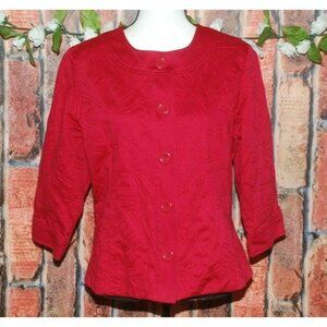 Coldwater Creek Ladies 14 Red Geo Embroidered Jacket Lined Career Office MINT